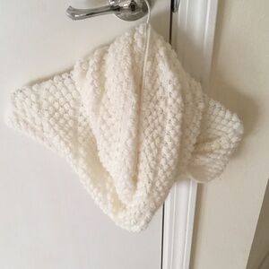 White/Cream Knit Infinity Scarf with Texture Detail